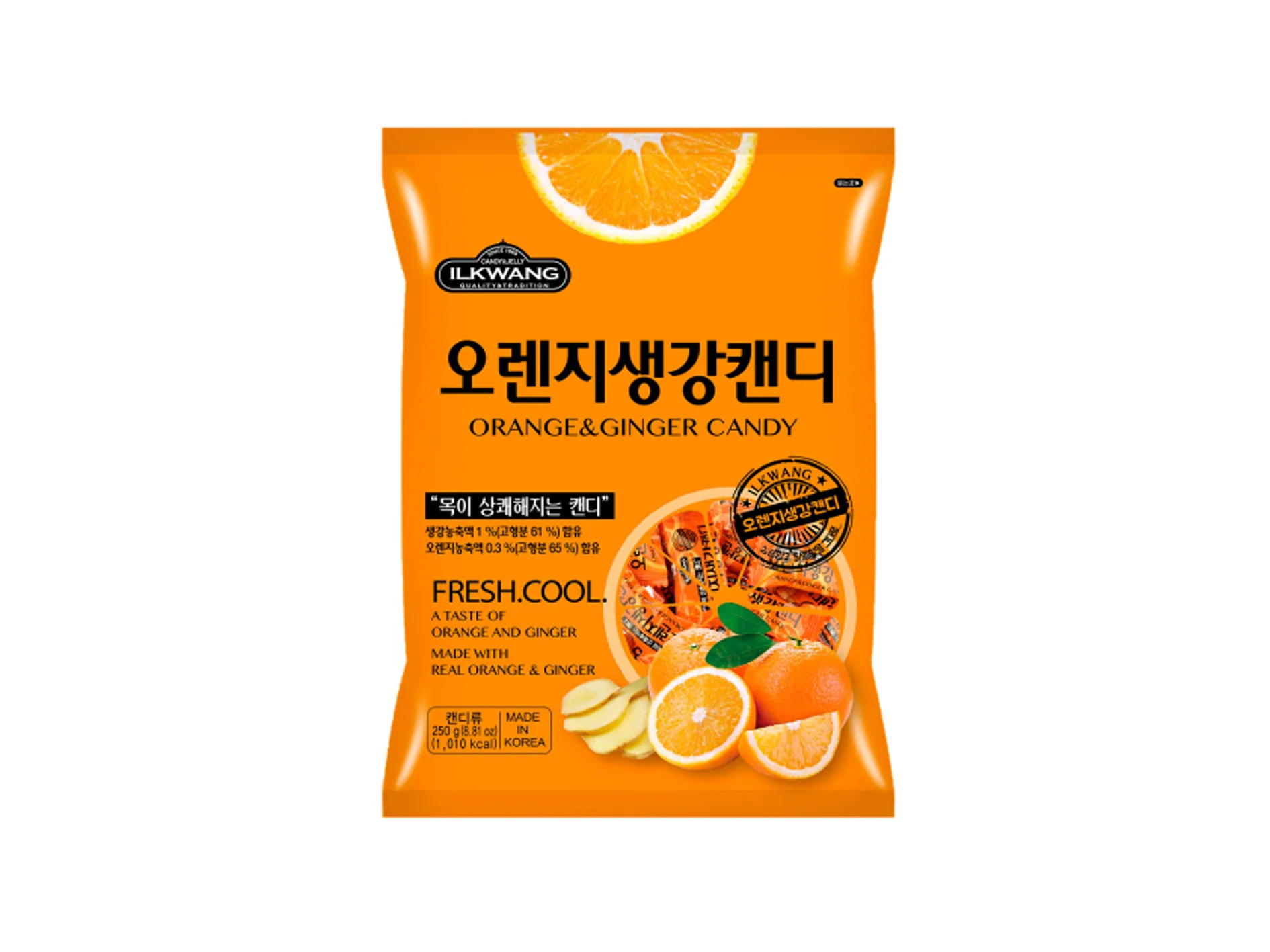 Ilkwang Orange & Ginger Candy 250g 일광 오렌지 생강 캔디 250g