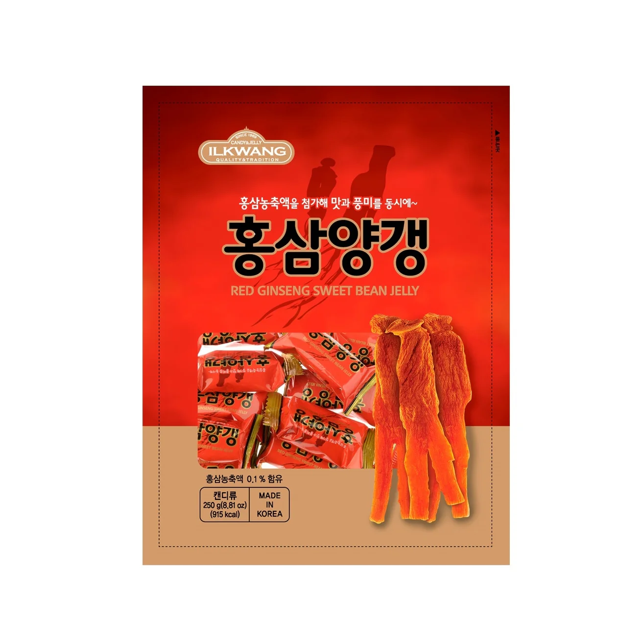 Ilkwang Red Ginseng Sweet Bean Jelly 8.81oz, 일광 홍삼 양갱 250g