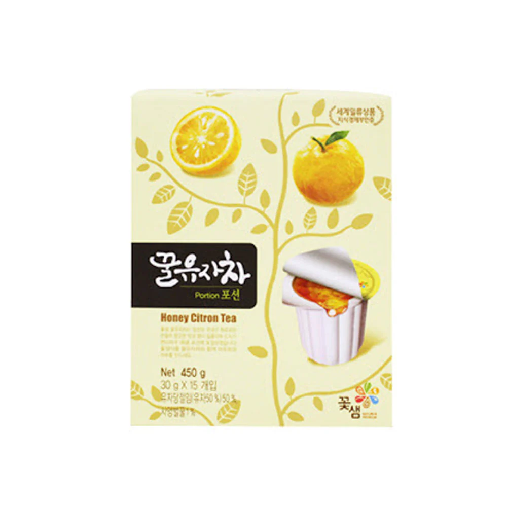 Kkoksem Honey Citron Tea 1.06oz X 15 꽃샘 꿀유자차 30g X 15