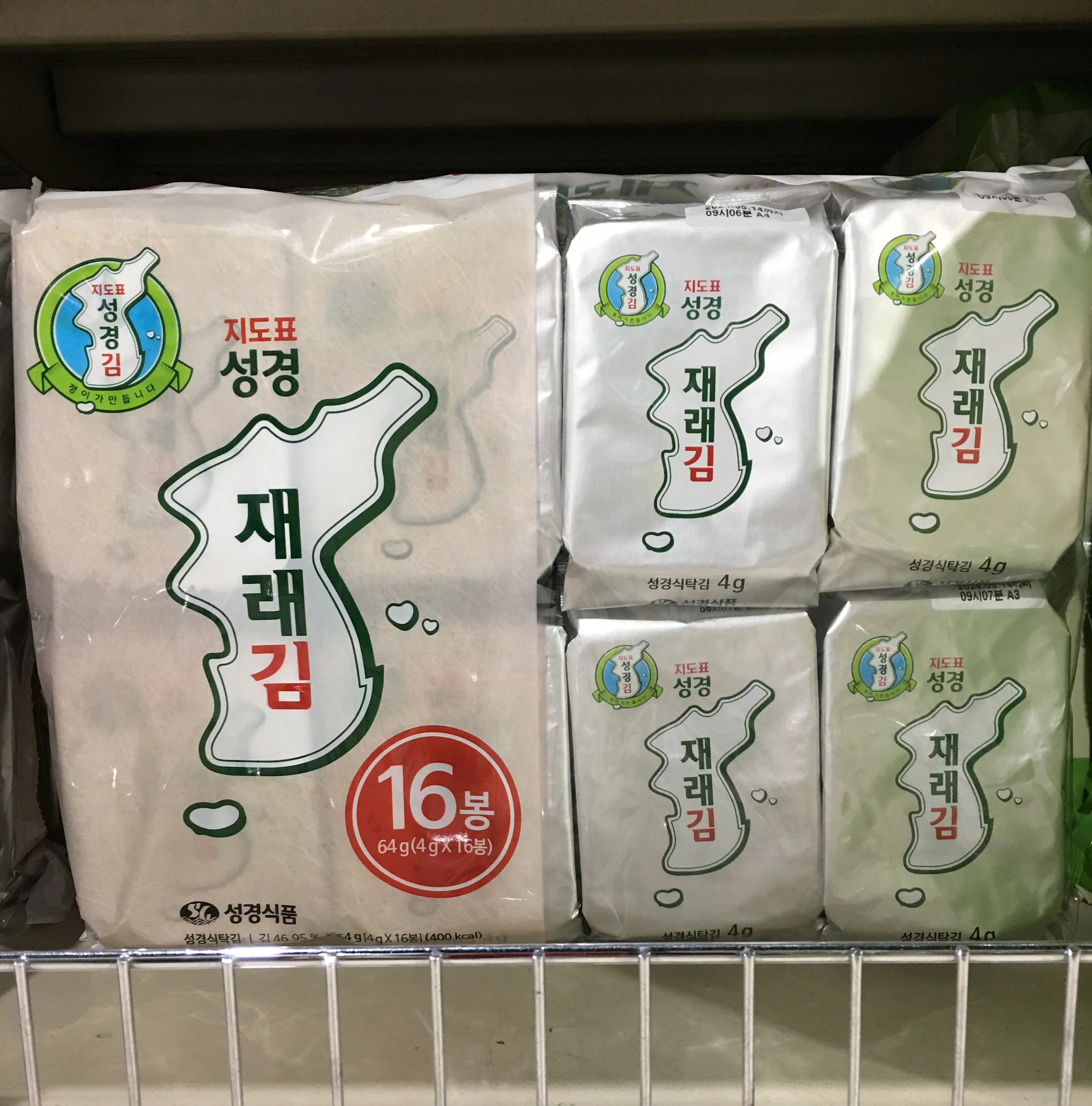 SUNGGYUNG SEASONED SLICED LAVER SNACK 4g x 16ea , 성경 재래 도시락김 4g x 16봉