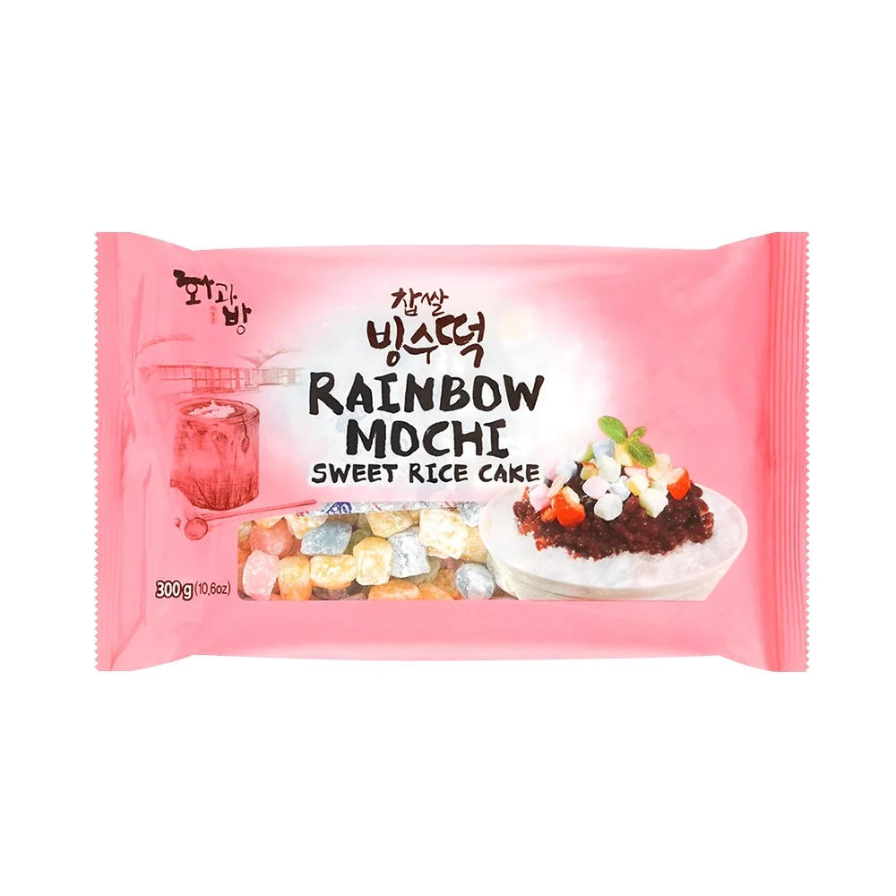 Hwakwabang Rainbow Mochi Sweet Rice Cake for Bingsu 10.6oz, 화과방 찹쌀빙수떡 레인보우 300g