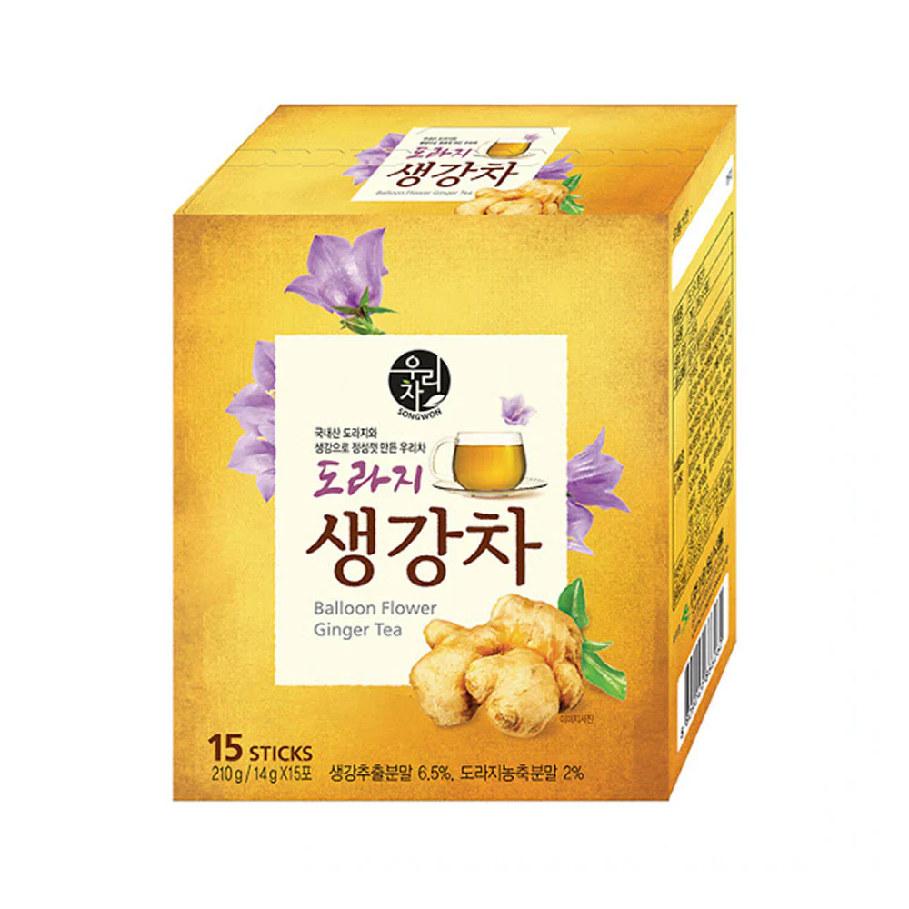 Songwon Food Balloon Flower Ginger Tea 0.49oz X 15 송원 도라지 생강차 14g X 15