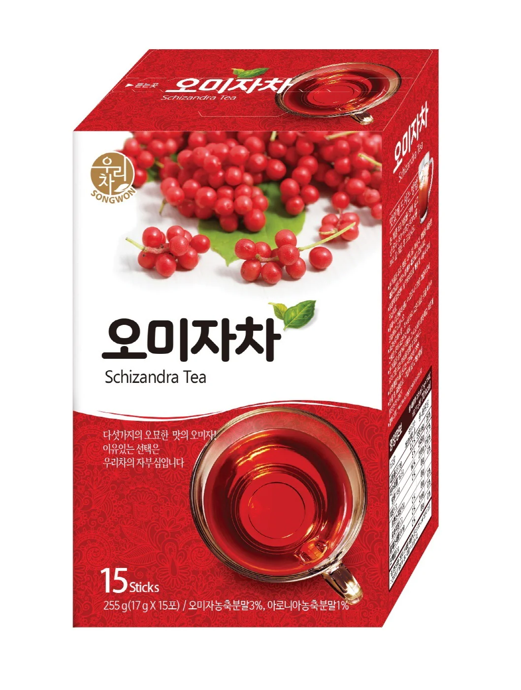 SONGWON SCHIZANDRA TEA 17g x 15T, 송원 오미자차 17g x 15포
