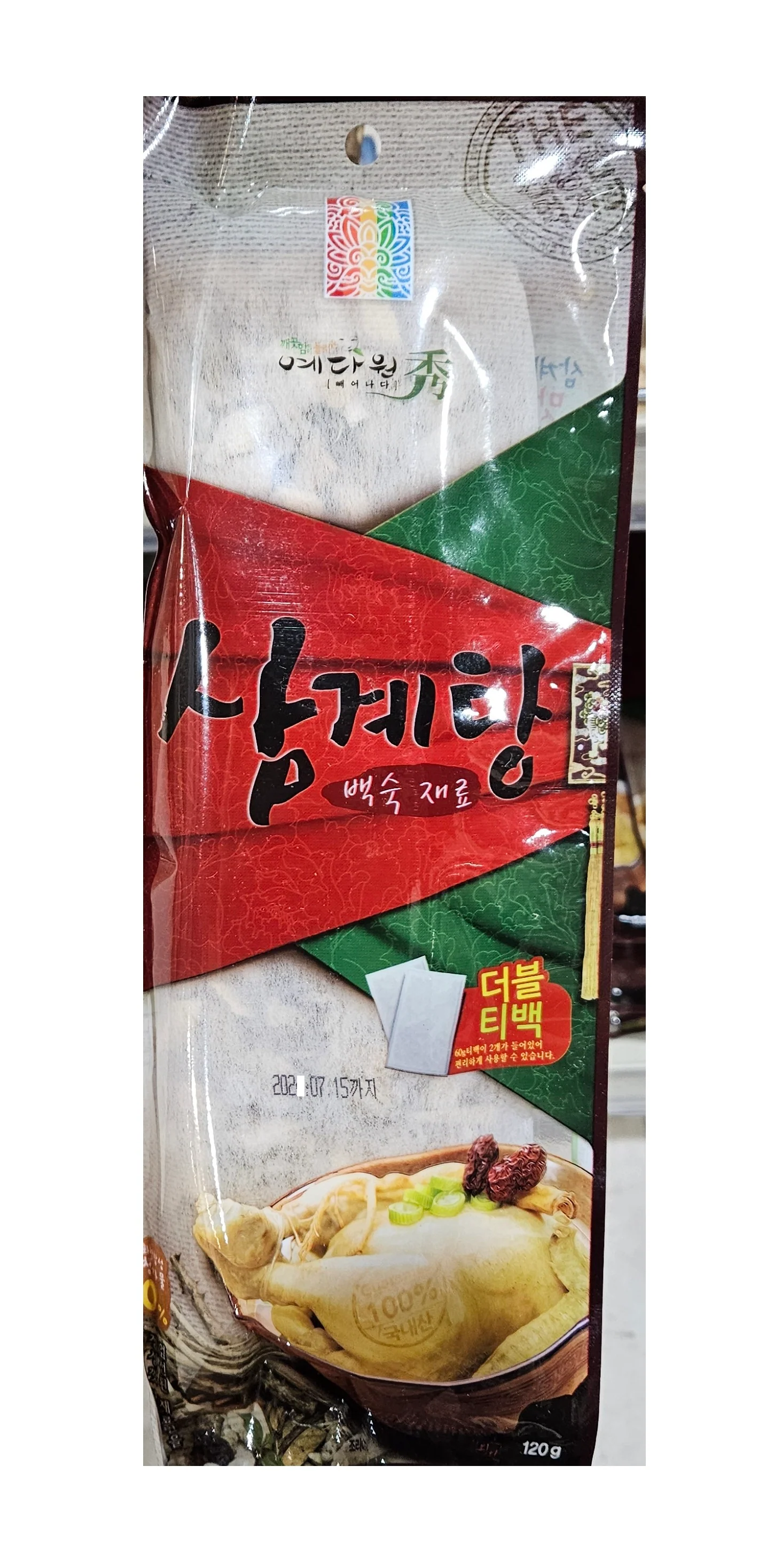 SAM GYE TANG JAERYU 120g, 예다원 삼계탕 백숙 재료 더블 티백 120g