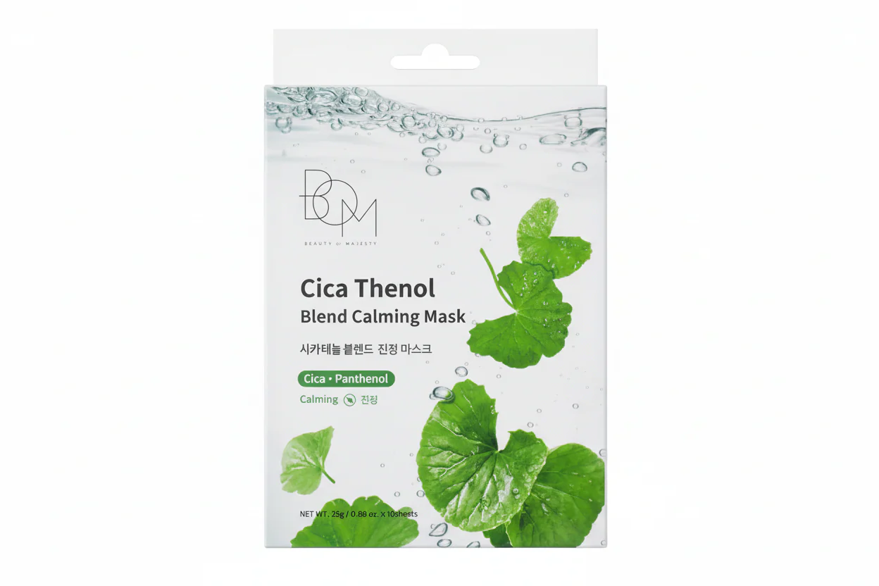 BOM Cica-Thenol Blend Calming Mask ,[비오엠] 시카 테놀 블렌드 진정 마스크 10ea