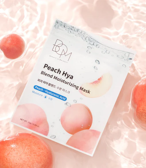 The B.O.M Peach Hya Blend Moisture Mask ,[비오엠] 피치 히아 블렌드 수분 마스크 10ea