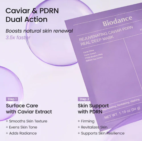 BIO CAVIAR PDRN MASK 4EA , Biodance 캐비어 PDRN 마스크팩 4입 34GX4 - Image 4