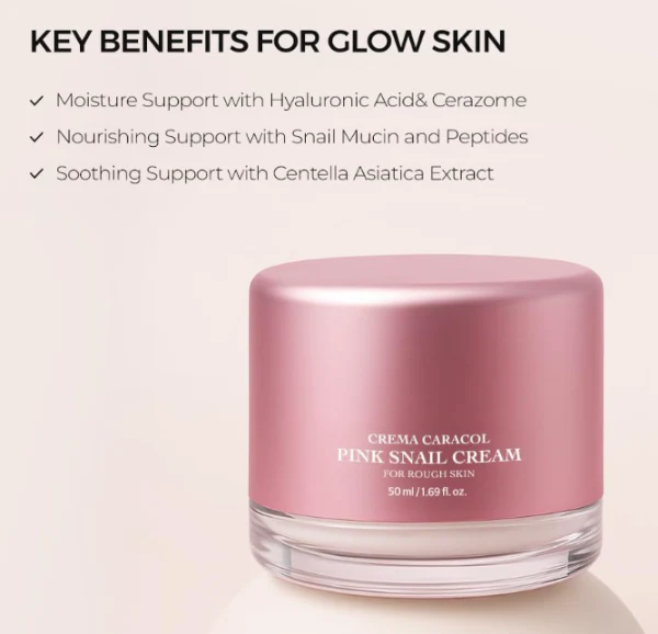 CREMA CARACOL PINK SNAL CREAM , [자민경] 크레마카라콜 핑크 스네일 크림 50ml - Image 2