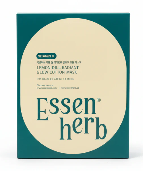 ESSEN LEMON DILL RADIANT MASK , 에센허브 레몬딜래디언트글로우코튼마스크 , 25g*5ea
