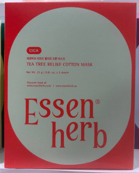 ESSEN TEATREE RELIEF MASK , 에센허브 티트리릴리프코튼마스크 , 25gX5ea