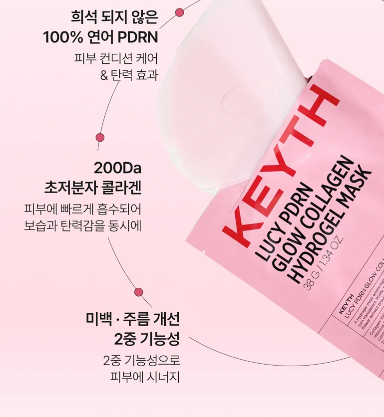 KEYTH LUCY PDRN GLOW COLLAGEN,[KEYTH] 루시 피디알엔 글로우 콜라겐 하이드로겔 마스크 4매입 - Image 3