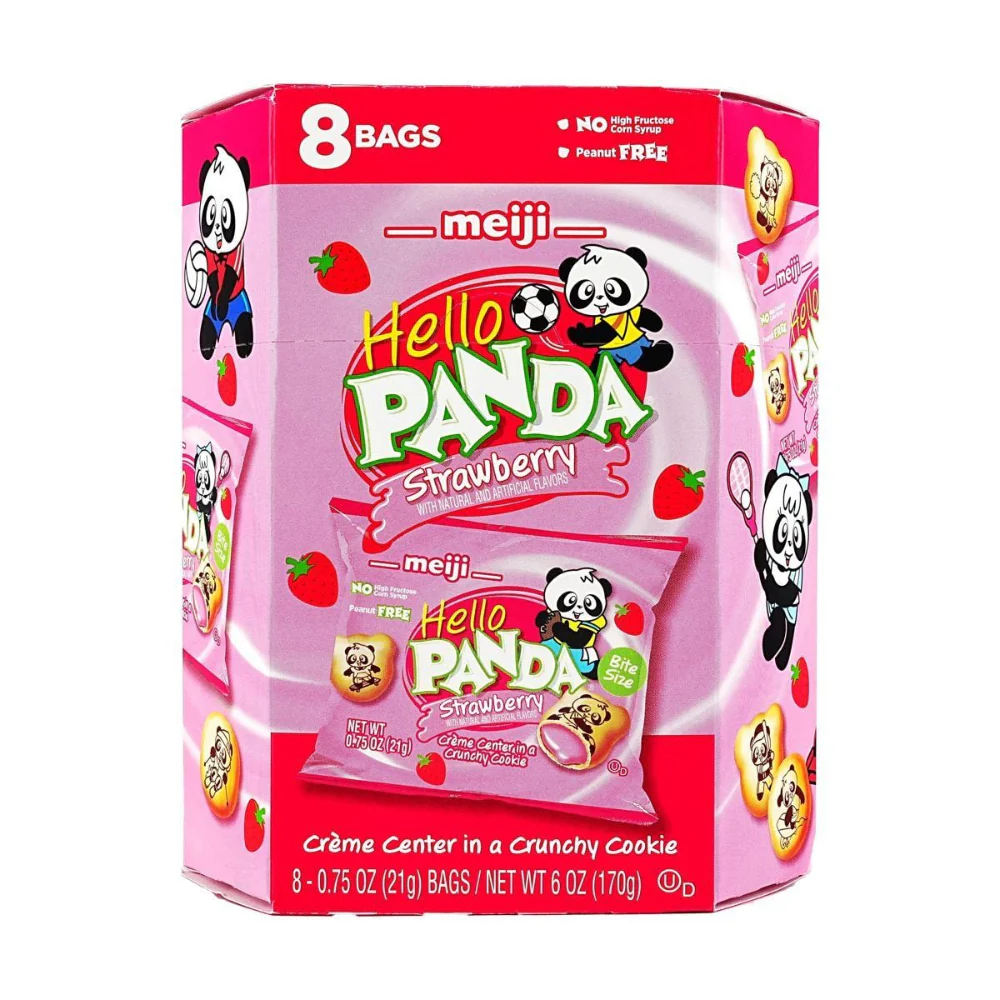 Hello Panda Biscuit with Strawberry Filling, 6 oz,헬로우 판다 딸기크림 쿠키 9.1 oz