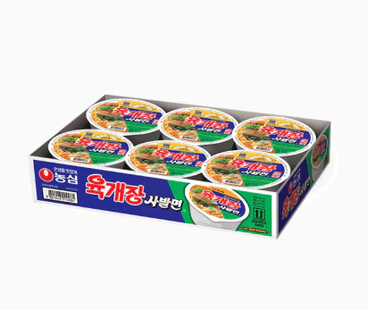 NONG HOT/SPICY NDL BWL 6PK BOX , 농심 육개장 사발면 86g X 6