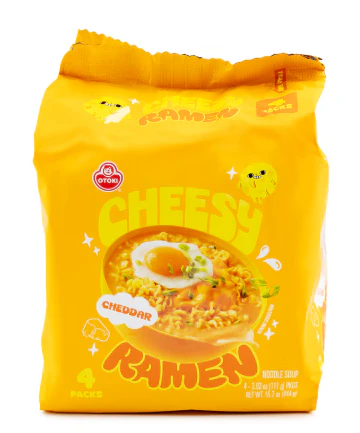 OTG CHEESY RAMEN CHEDDAR MULT , 오뚜기 체다 치즈라면  111g X 4