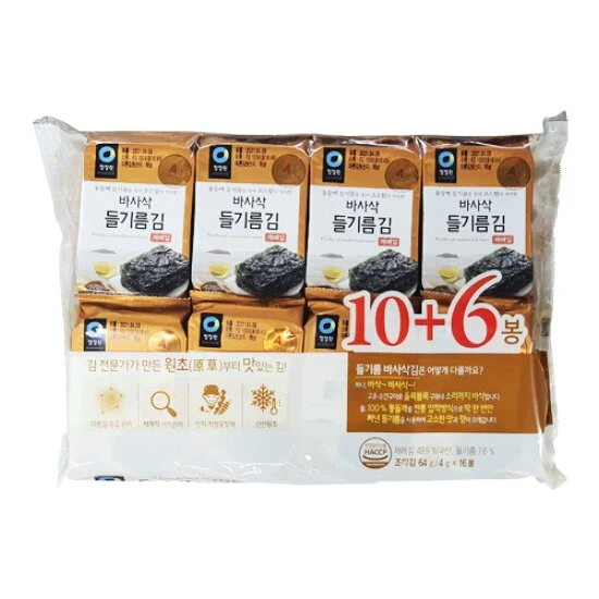 PERILLA OIL TRADITIONAL LAVER 4gX16 /청정원 바사삭 들기름 재래김 4gX 16봉