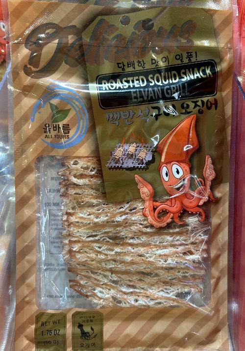 ROASTED SQUID SNACK ELVAN GRIL , 맥반석구이 오징어  50g