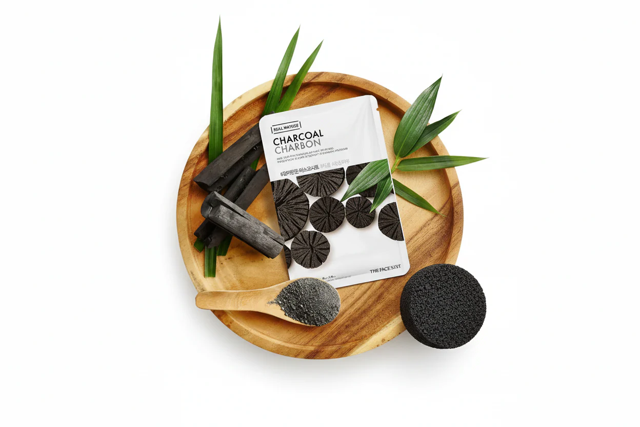 THEFACESHOP CHARCOAL FACE MASK , 더페이스샵 리얼 네이처 숯 마스크 20G - Image 2